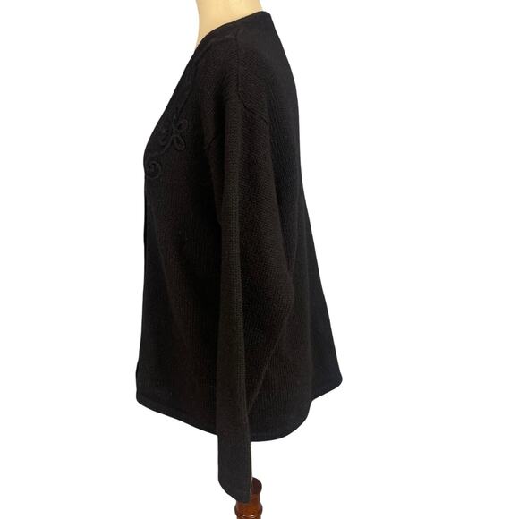 United Colors of Benetton Black Cardigan Italian Made Shetland Wool Women's Med - Picture 6 of 8